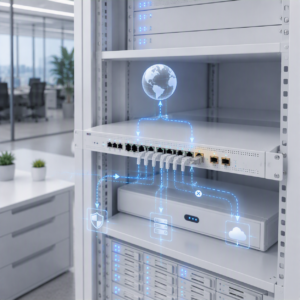 MikroTik rack-router met CLI-configuratie