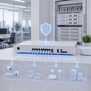 Firewall en netwerkbeveiliging schild en slot