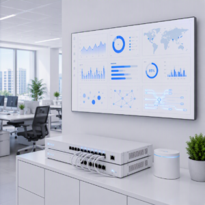 Dashboard met netwerkmonitoring en grafieken