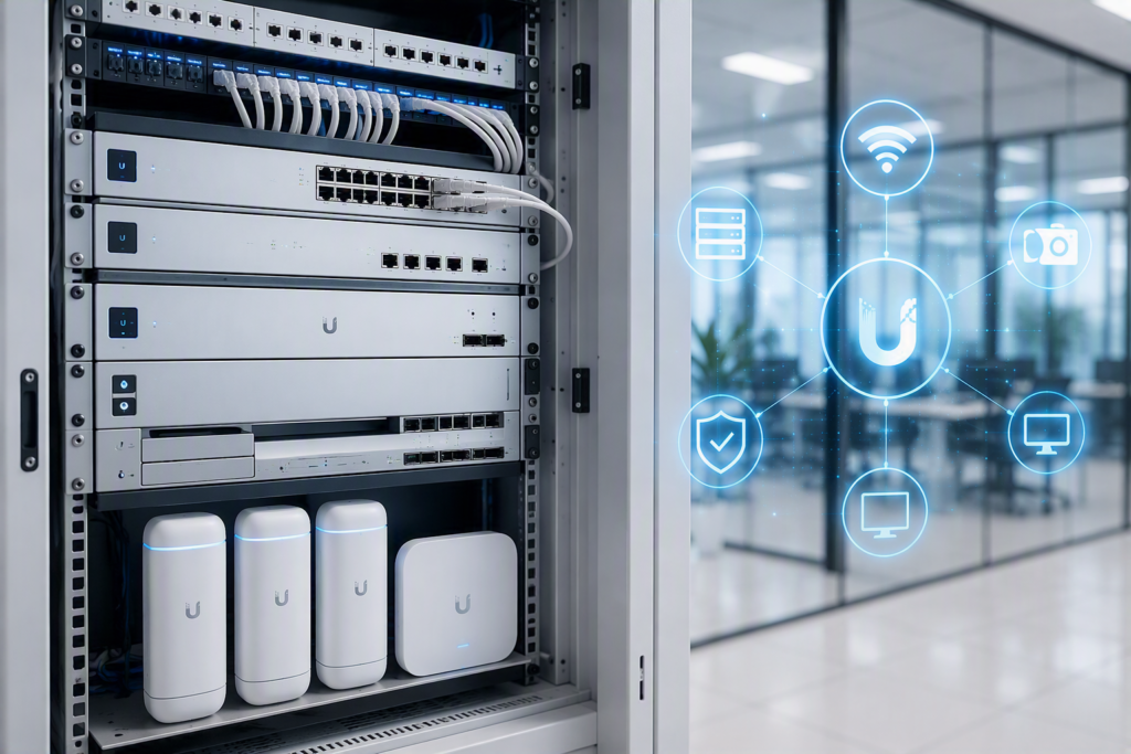 Ubiquiti UniFi apparatuur in serverkast