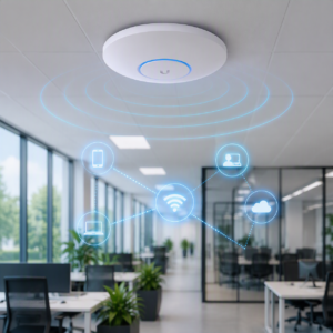 UniFi WiFi access point in kantoor